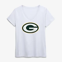 Women's Logo Athletic Green Bay Packers Primary V-Neck T-Shirt