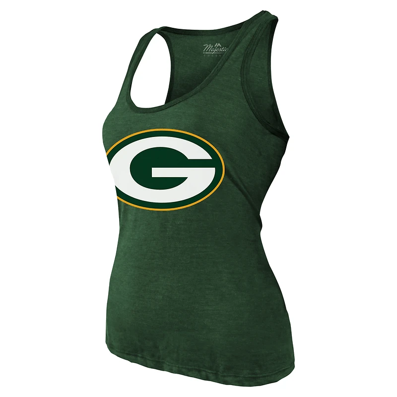 Women's Majestic Threads Jordan Love Green Bay Packers Name & Number Tri-Blend Tank Top