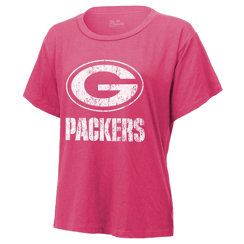 T-shirt Majestic Threads Jordan Love Pink pour femme avec nom et numéro des Packers de Green Bay