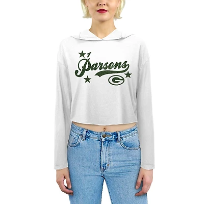 Sweat à capuche Majestic Threads Micah Parsons blanc Green Bay Packers paillettes pour femme