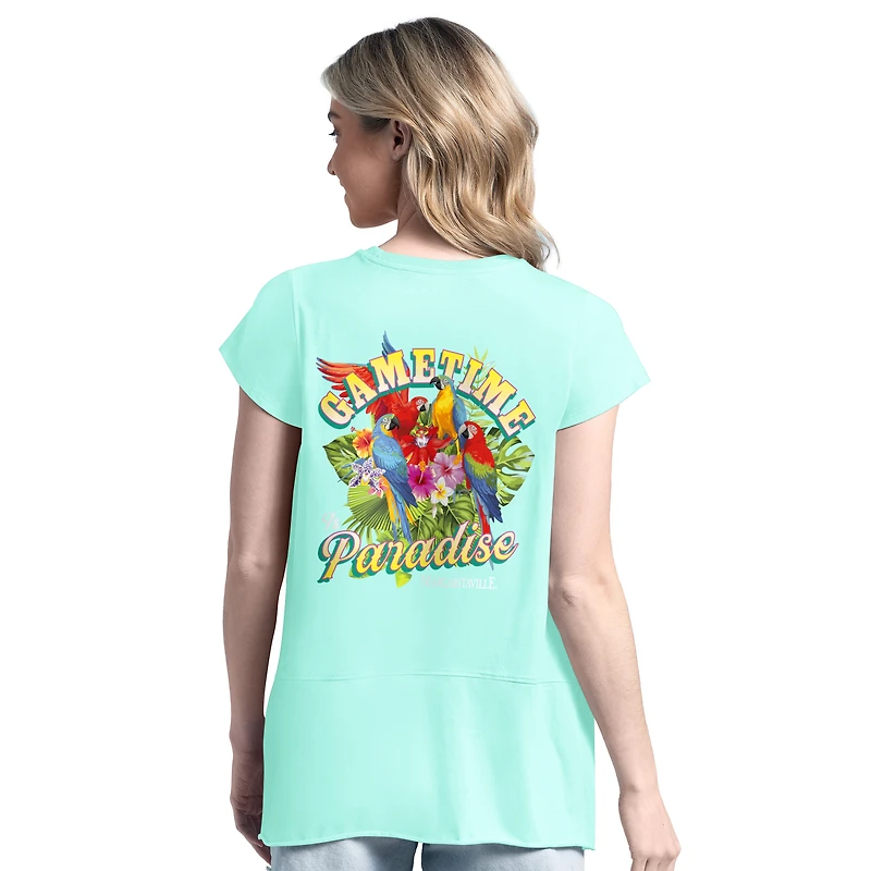 T-shirt pour femme Margaritaville Mint Green Bay Packers Gametime Is Paradise