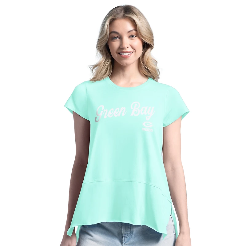 T-shirt pour femme Margaritaville Mint Green Bay Packers Gametime Is Paradise
