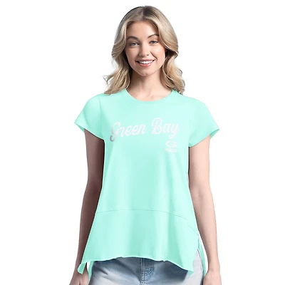 T-shirt pour femme Margaritaville Mint Green Bay Packers Gametime Is Paradise