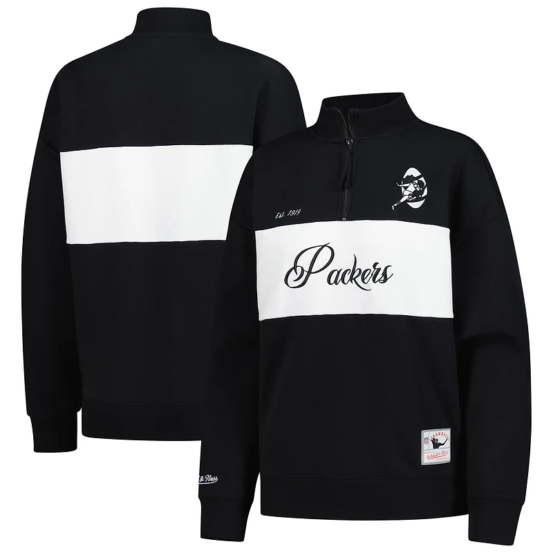 Veste zippée quart de tour Mitchell & Ness noire pour femme des Packers Green Bay
