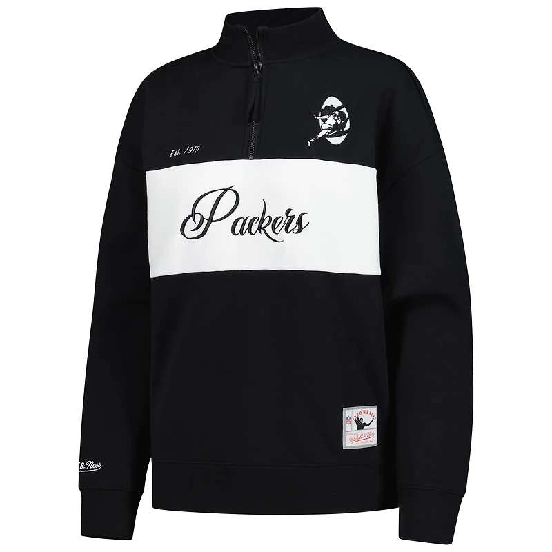Veste zippée quart de tour Mitchell & Ness noire pour femme des Packers Green Bay