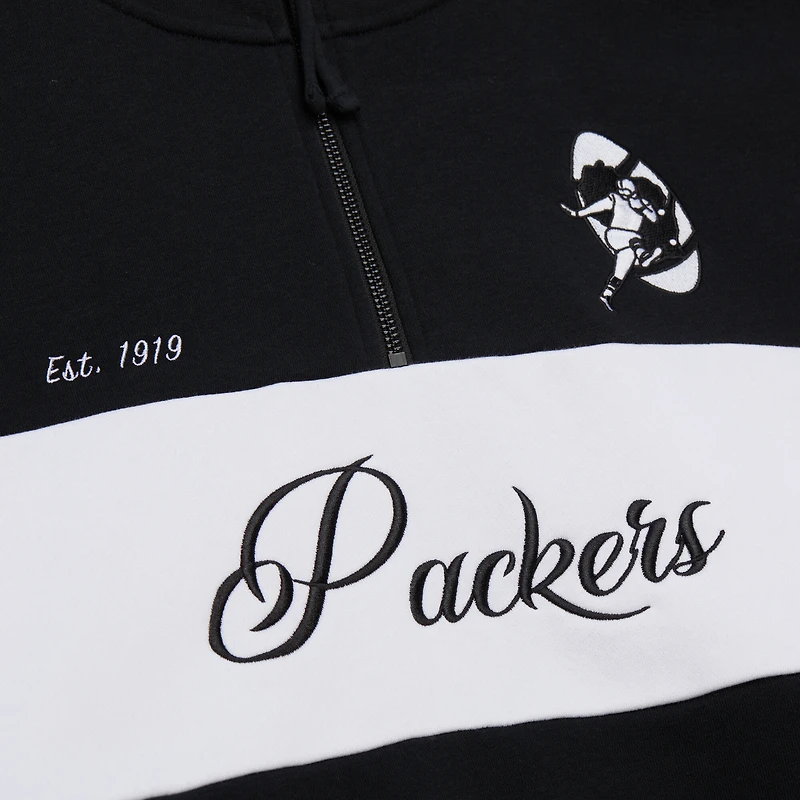 Veste zippée quart de tour Mitchell & Ness noire pour femme des Packers Green Bay