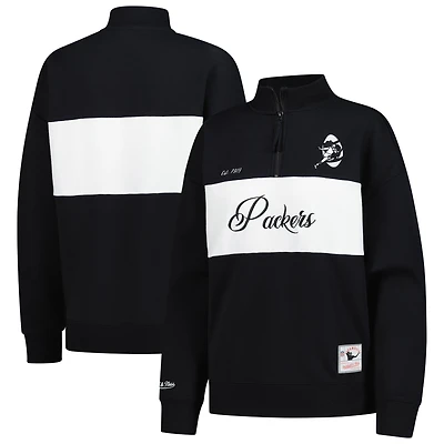 Veste zippée quart de tour Mitchell & Ness noire pour femme des Packers Green Bay