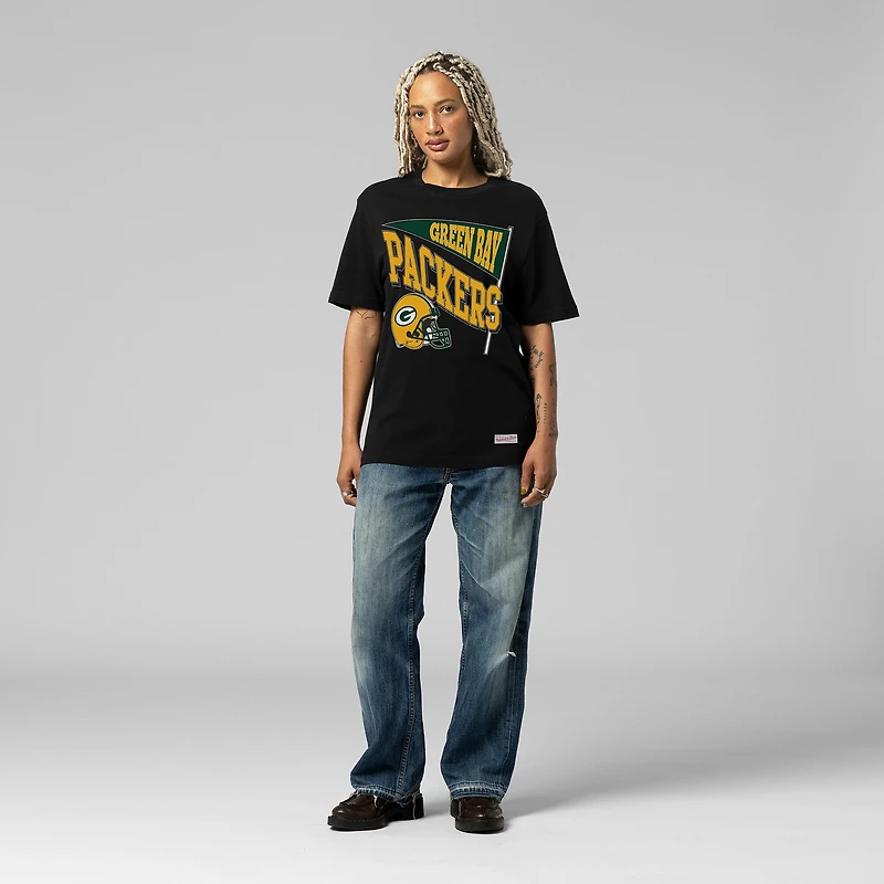 T-shirt boyfriend dynamique noir pour femme Mitchell & Ness des Green Bay Packers