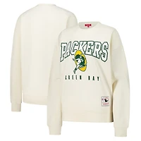 Sweat-shirt en polaire pour femme Mitchell & Ness Green Bay Packers Fandom Cream