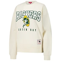 Sweat-shirt en polaire pour femme Mitchell & Ness Green Bay Packers Fandom Cream