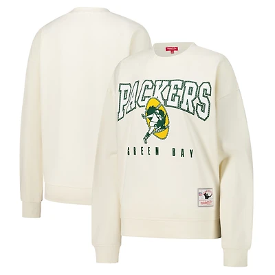 Sweat-shirt en polaire pour femme Mitchell & Ness Green Bay Packers Fandom Cream