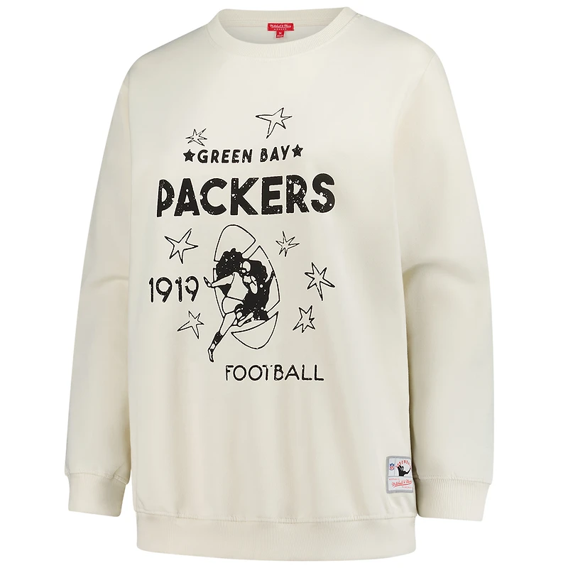 Women's Mitchell & Ness Cream Green Bay Packers Plus Shooting Star Sweatshirt