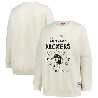 Women's Mitchell & Ness Cream Green Bay Packers Plus Shooting Star Sweatshirt