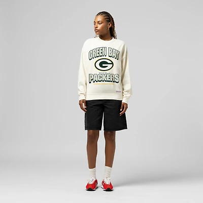 Women's  Mitchell & Ness Cream Green Bay Packers Tonal Arch Sweatshirt