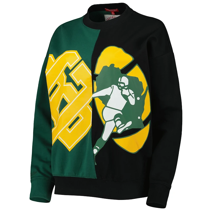 Sweat Mitchell & Ness pour femme vert/noir Green Bay Packers Big Face Pullover