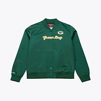 Veste en satin à boutons-pression complète pour femme Mitchell & Ness Green Bay Packers