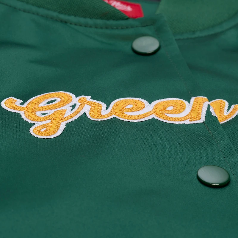 Women's Mitchell & Ness Green Bay Packers Full-Snap Satin Jacket