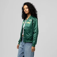 Veste en satin à boutons-pression complète pour femme Mitchell & Ness Green Bay Packers