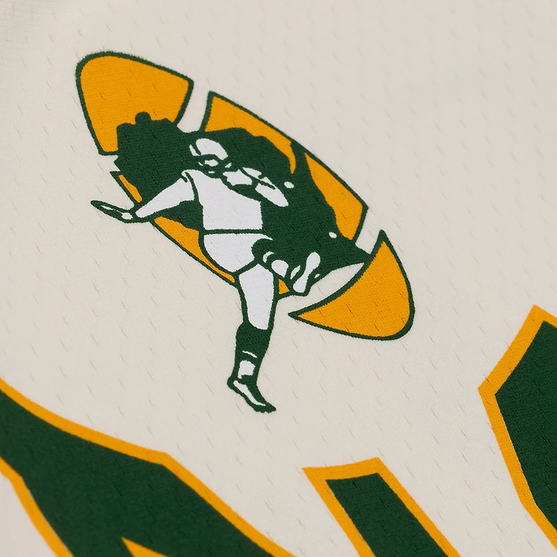 Women's Mitchell & Ness Reggie White Cream Green Bay Packers Retired Player Cropped Fashion Jersey