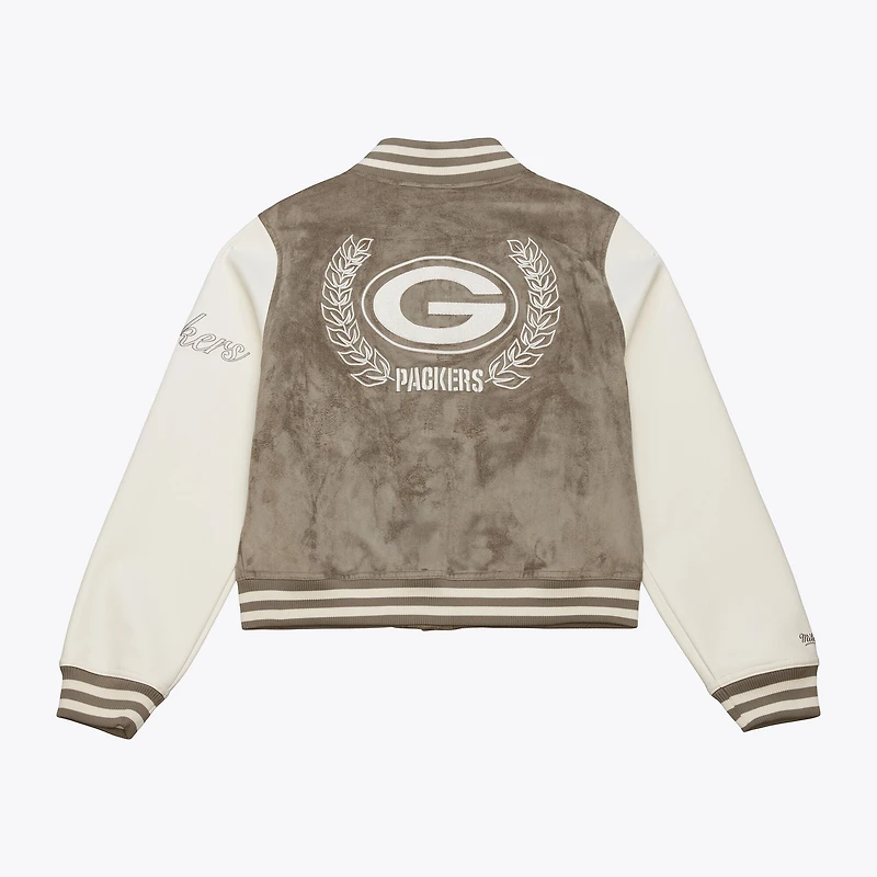 Women's Mitchell & Ness  Tan Green Bay Packers Full-Snap Varsity Jacket
