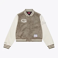Women's Mitchell & Ness  Tan Green Bay Packers Full-Snap Varsity Jacket