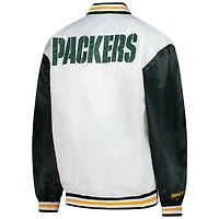 Veste en satin à boutons-pression Mitchell & Ness blanche pour femme, grande taille, des Packers de Green Bay