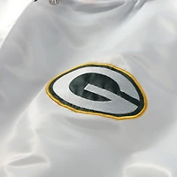 Veste en satin à boutons-pression Mitchell & Ness blanche pour femme, grande taille, des Packers de Green Bay