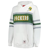 Women's Mitchell & Ness White Green Bay Packers Plus Head Coach Throwback Pullover Hoodie