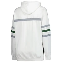 Women's Mitchell & Ness White Green Bay Packers Plus Head Coach Throwback Pullover Hoodie
