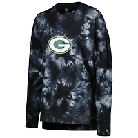 Sweat MSX by Michael Strahan pour femme Noir Green Bay Packers Bailey Tie-Dye Tri-Blend Pullover