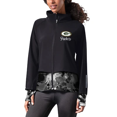 Veste de course à fermeture éclair intégrale Grace Raglan MSX by Michael Strahan pour femmes, noire, Green Bay Packers