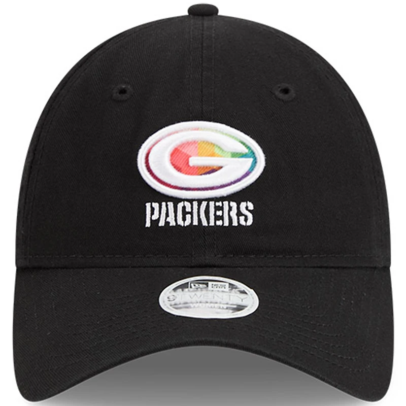 Casquette réglable New Era Black Green Bay Packers 2023 NFL Crucial Catch 9TWENTY pour femme