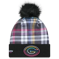 Bonnet en tricot à revers avec pompon NFL Crucial Catch 2024 Green Bay Packers New Era noir pour femme