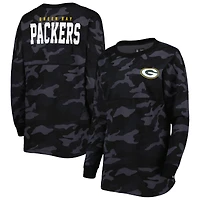 Women's New Era Black Green Bay Packers Camo Long Sleeve T-Shirt