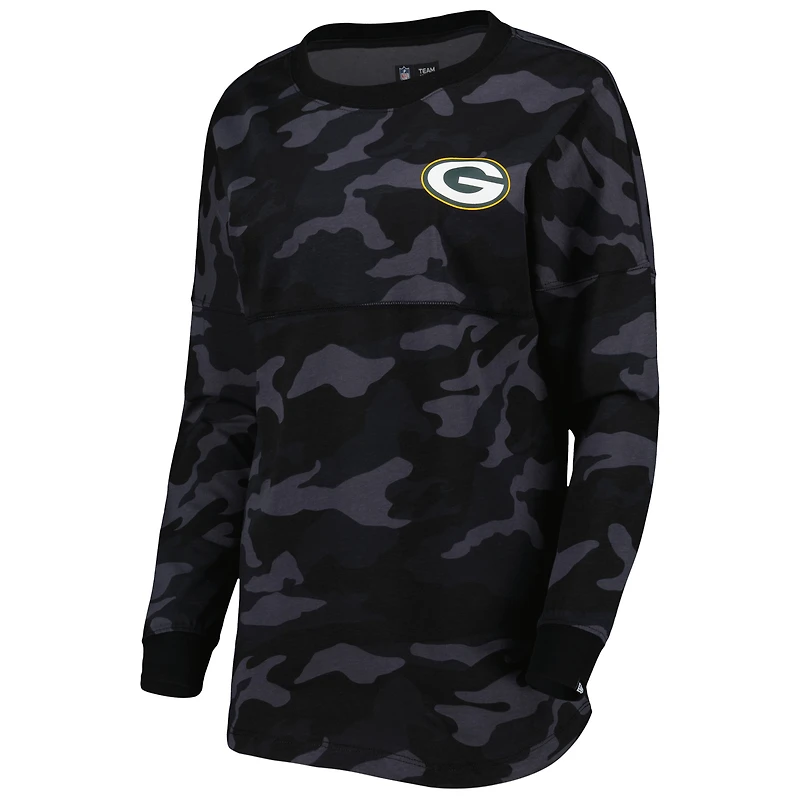 T-shirt à manches longues camouflage Green Bay Packers New Era pour femme