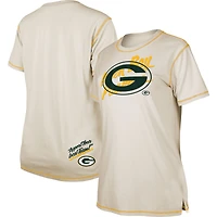 T-shirt fendu New Era Green Bay Packers crème pour femme