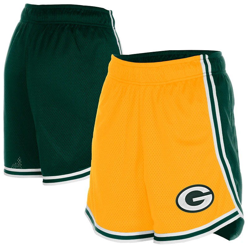 Short en maille Sport Classics New Era pour femme, couleur or/vert, des Green Bay Packers