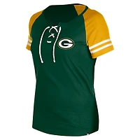 Women's New Era Green Bay Packers  Lace-Up Raglan T-Shirt
