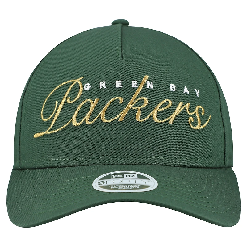 Women's New Era  Green Green Bay Packers  Metallic 9FORTY M-Crown A-Frame Adjustable Hat