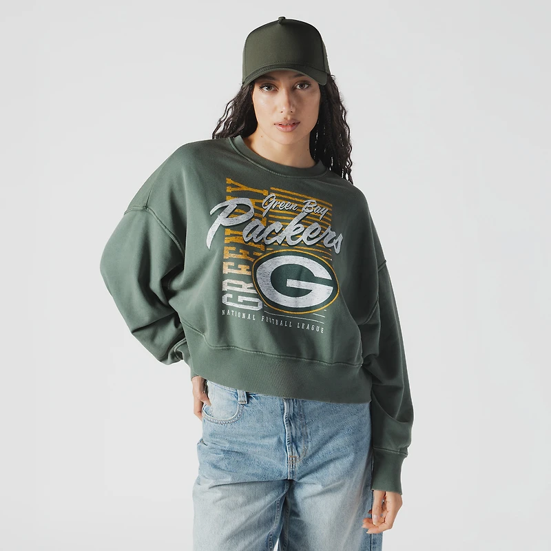 Sweat-shirt ras du cou surdimensionné à imprimé minéral des Packers de Green Bay New Era pour femme