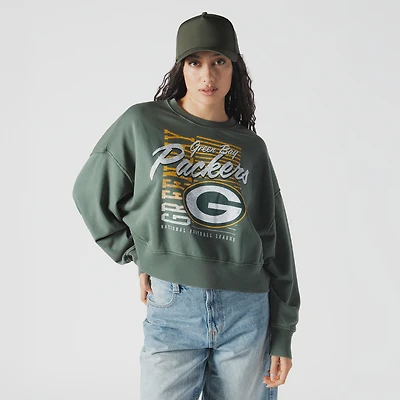 Sweat-shirt ras du cou surdimensionné à imprimé minéral des Packers de Green Bay New Era pour femme