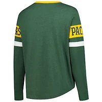 T-shirt à manches longues lacets rétro pour femme New Era Green Bay Packers grande taille