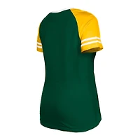T-shirt à lacets raglan Green Bay Packers New Era pour femme, vert