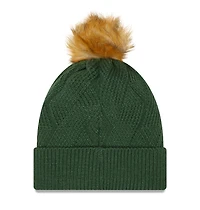 Bonnet en tricot à revers enneigé Green Bay Packers New Era pour femme avec pompon vert