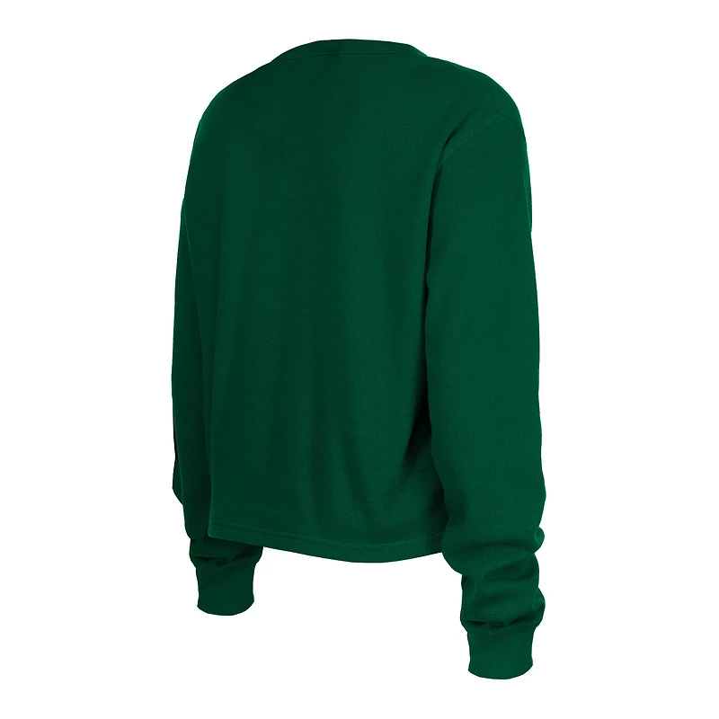 T-shirt thermique court à manches longues New Era Green Bay Packers Sport Night pour femme