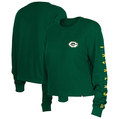 Women's New Era  Green Bay Packers Sport Night Thermal Long Sleeve Cropped T-Shirt