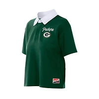 Women's New Era Green Bay Packers Throwback Boxy Cropped Polo