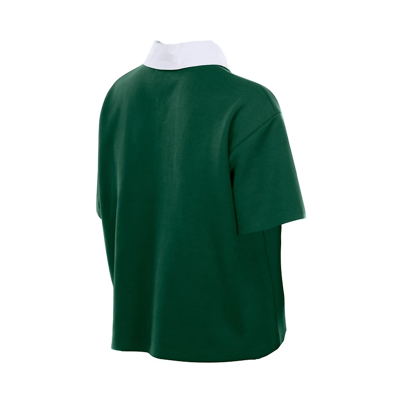 Women's New Era Green Bay Packers Throwback Boxy Cropped Polo