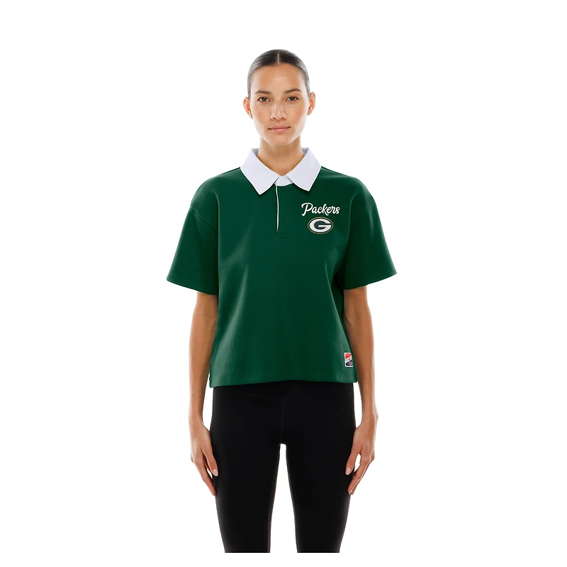 Women's New Era Green Bay Packers Throwback Boxy Cropped Polo