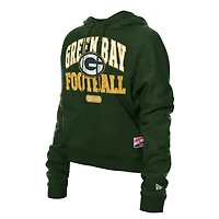 Sweat à capuche boxy rétro vert New Era pour femme des Packers de Green Bay